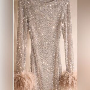 Rhinestone Ostrich Feather Dress | Statement Glam Piece| wore in ST BARTHS